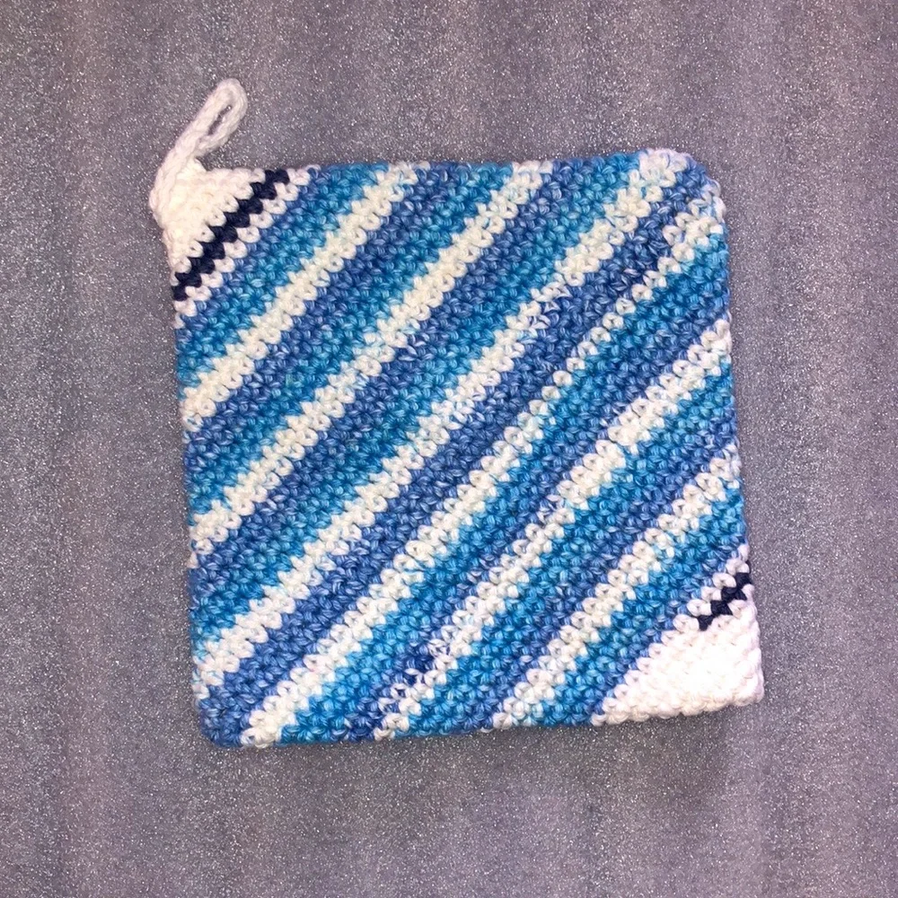 Nautical Stripes Crocheted Cotton Potholders